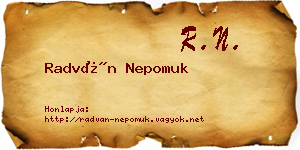 Radván Nepomuk névjegykártya